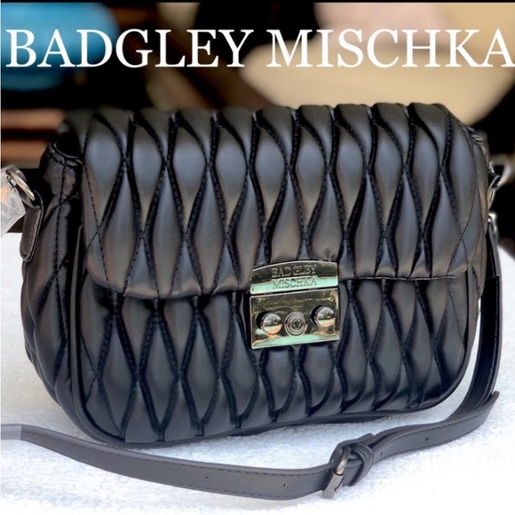 Badgley Mischka Handbags - BADGLEY MISCHKA QUILTED MESSENGER crossbody bag BLACK